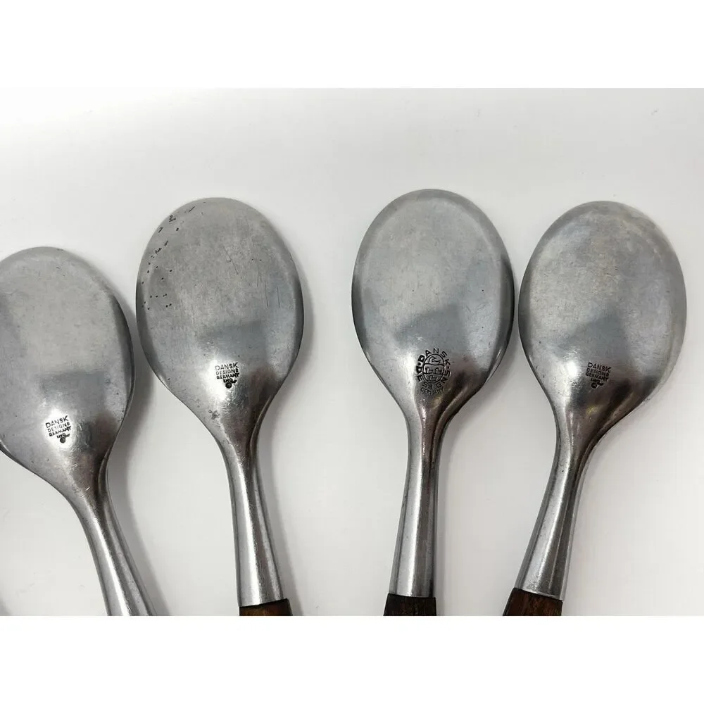 Dansk FJORD Teaspoons Teak Handle Stainless Steel Germany 6 3/8” Set Of 8